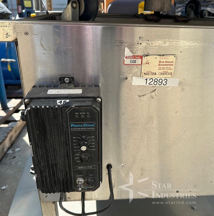 Used 42" Ron Unger S.S Accumulating Table, Penta Drive variable speed controller