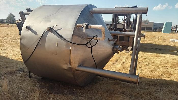 Used Tank, 1,000 Gallon, Stainless Steel, Agitated, Jacketed, DT/DB