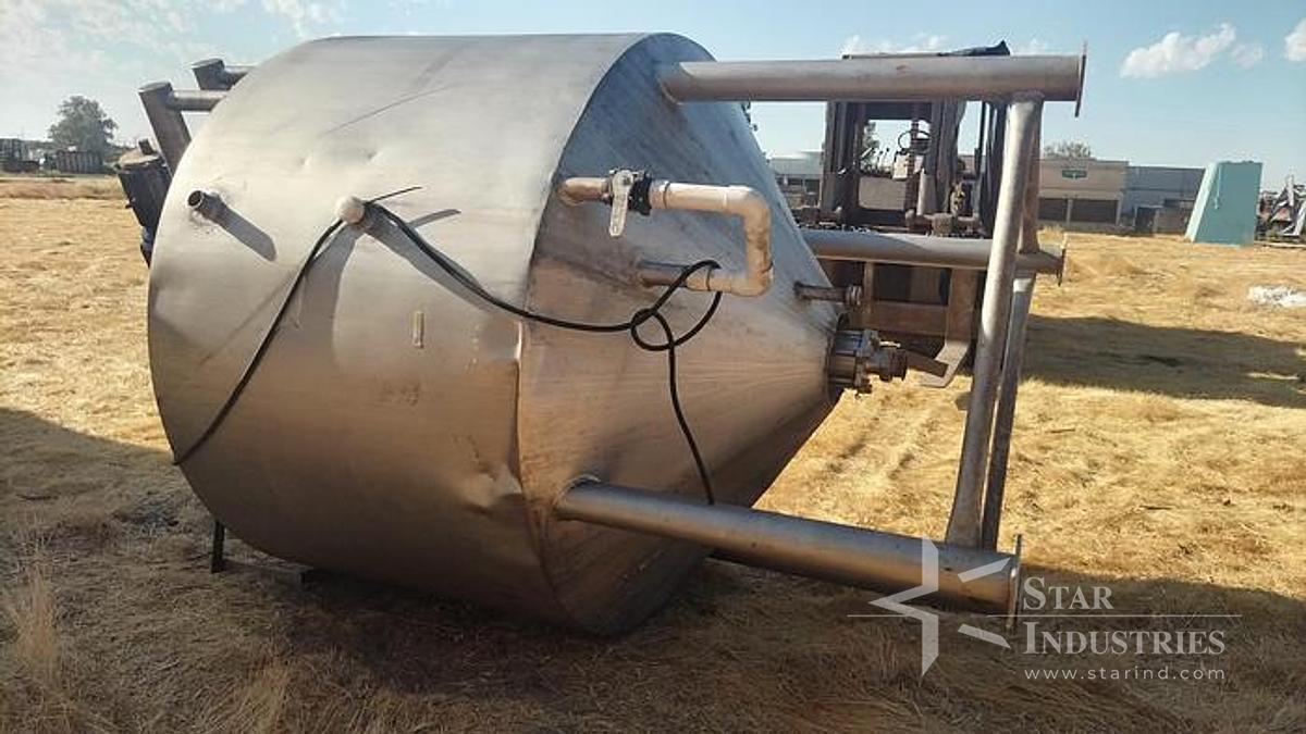 Used Tank, 1,000 Gallon, Stainless Steel, Agitated, Jacketed, DT/DB