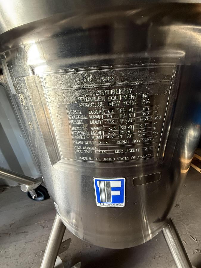 Used 80 liter 316L Feldmeier Tank