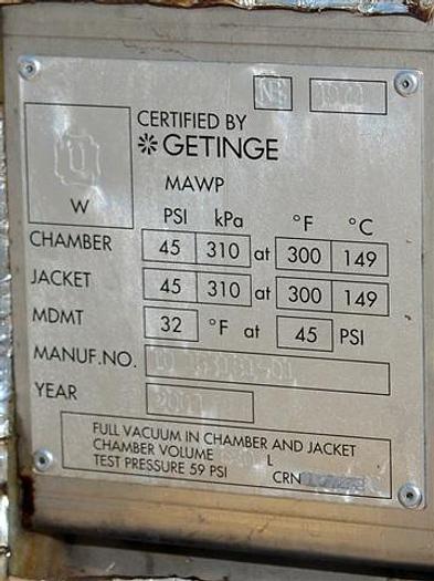 Used Getinge 733 LS Steam Sterilizer/Autoclave