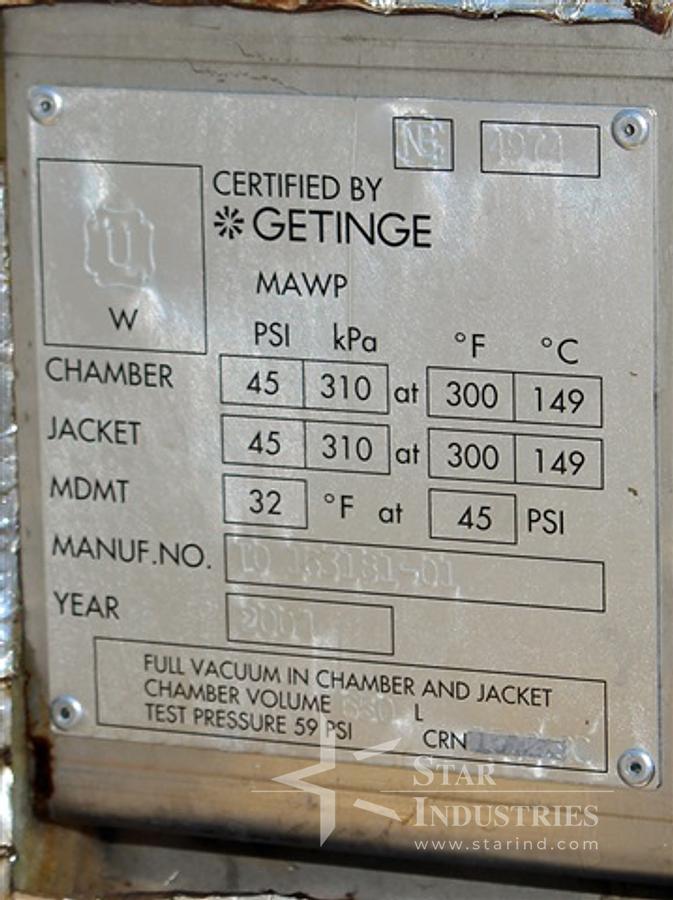 Used Getinge 733 LS Steam Sterilizer/Autoclave