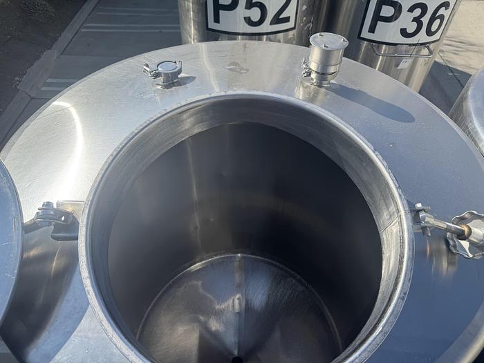 Used Tank, 550 Gallon, 316 Stainless Steel, Dome Top, Cone Bottom, Portable