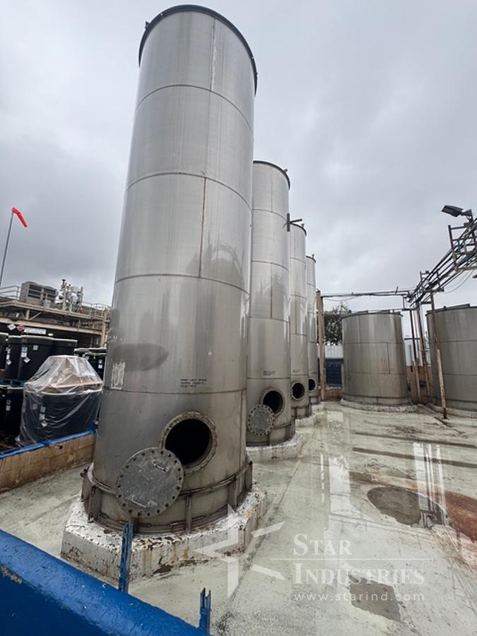Used Tank, 4,200 Gallon, Stainless Steel, 6' Dia x 20' H, Valley Foundry, UL rated