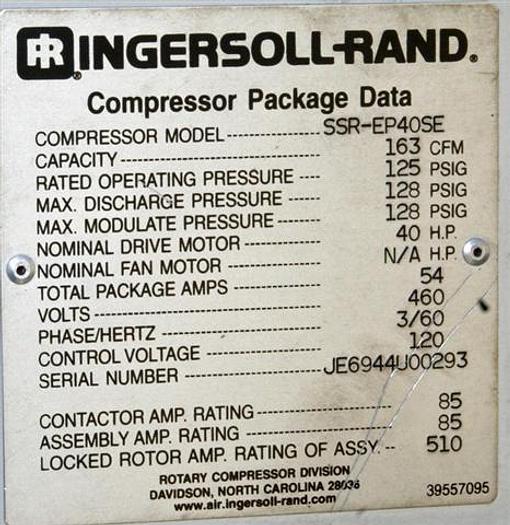 Used Ingersoll Rand 163 cfm Air Compressor
