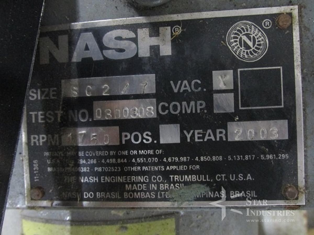 Used SC 2/7 NASH VACUUM PUMP SYSTEM, C/S