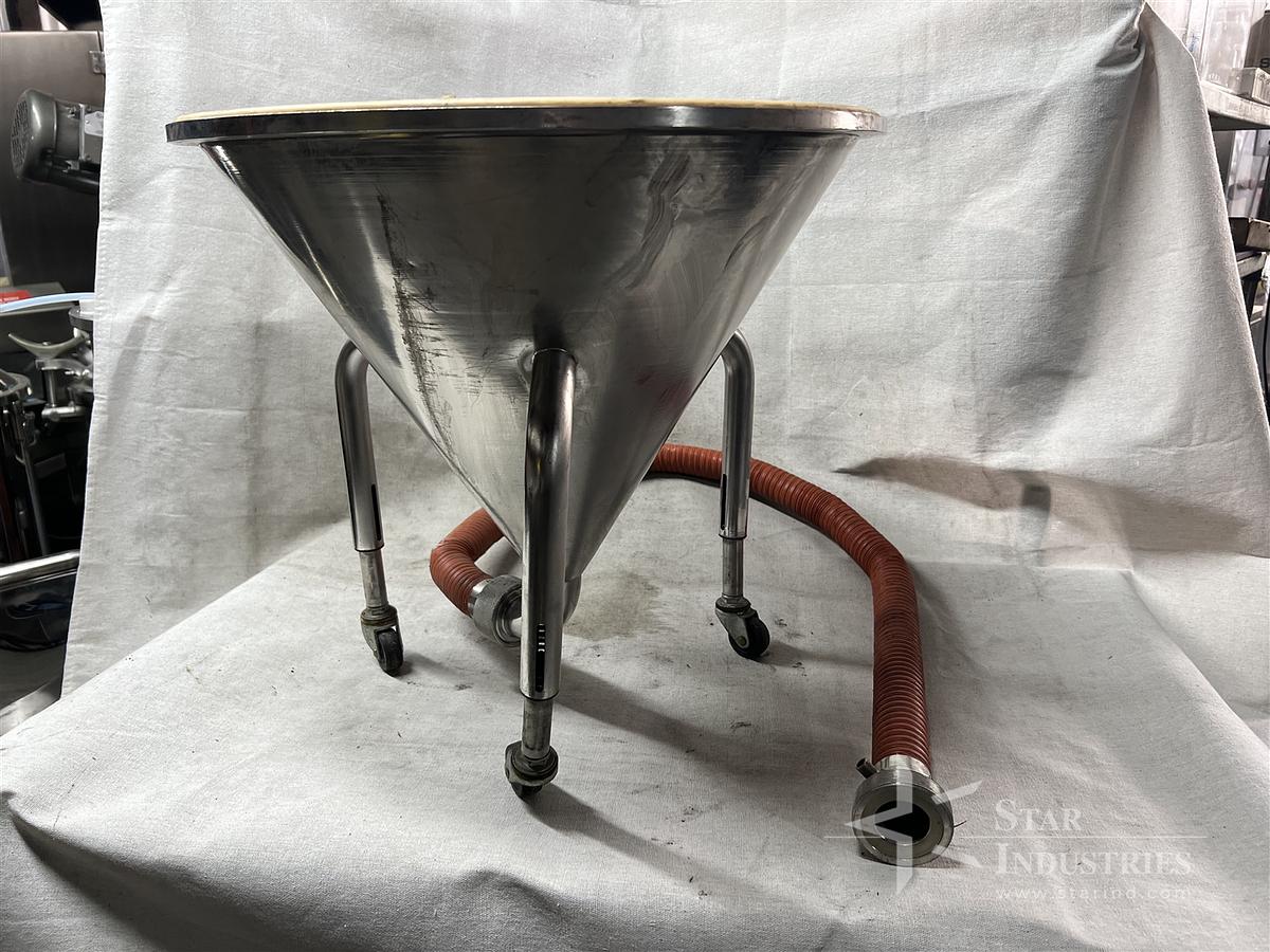 Used Stainless Steel Hopper on Wheels for Liquid Filling