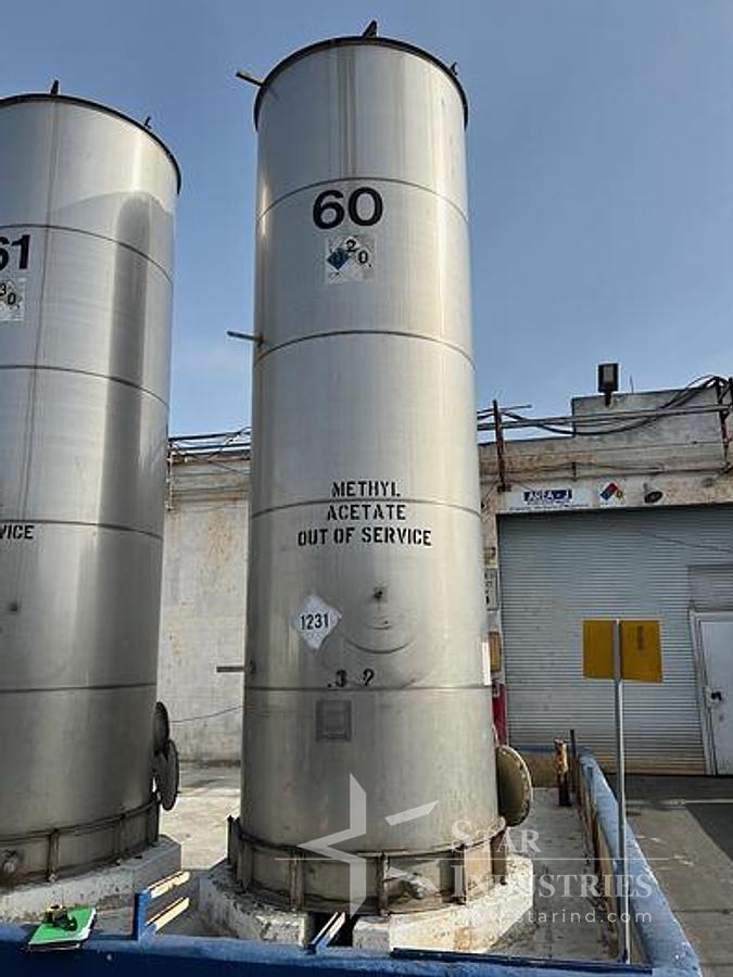 Used Tank, 4,200 Gallon, Stainless Steel, 6' Dia x 20' H, Valley Foundry, UL rated
