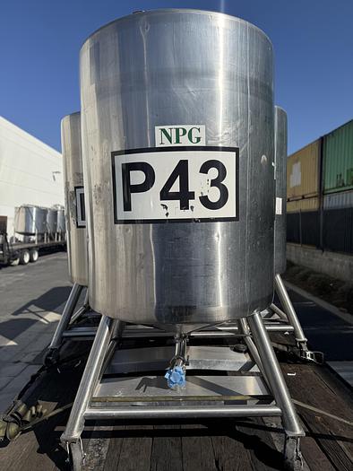 Used Tank, 550 Gallon, 316 Stainless Steel, Dome Top, Cone Bottom, Portable