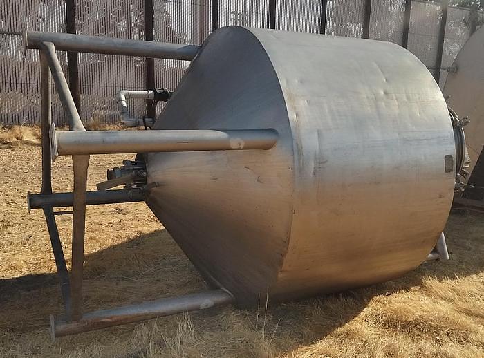 Used Tank, 1,000 Gallon, Stainless Steel, Agitated, Jacketed, DT/DB