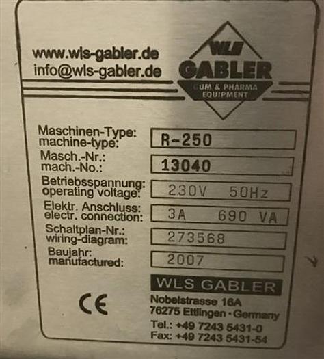 Used Gabler R-250 Spheronizer