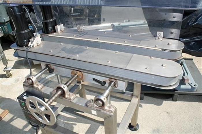 Used Conveyor, 3" x adjustable width, variable speed, beltless