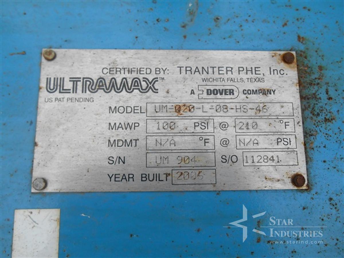 Used 88 SQ FT TRANTER ULTRAMAX HEAT EXCHANGER, S/S