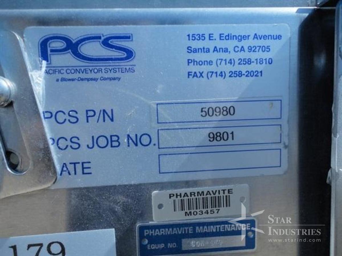 Used Pacific Conveyor Systems plastic mesh belt triple conveyor system