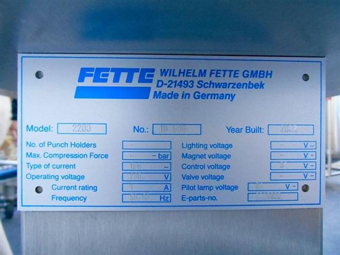 Used Fette Model 2200 Control Console