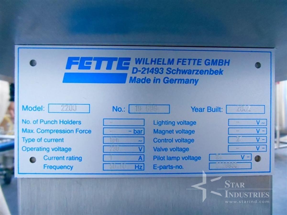 Used Fette Model 2200 Control Console