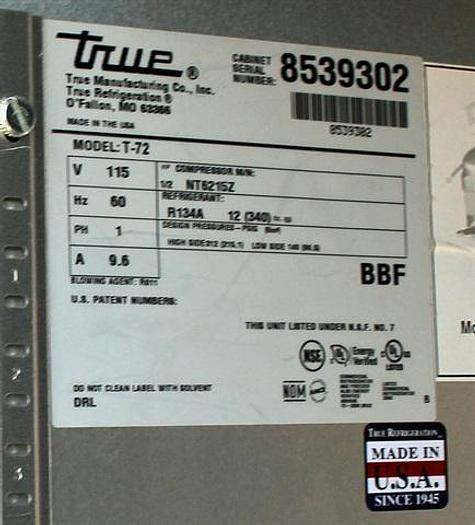 Used True Manufacturing 72 c.f. 6 door Refrigerator