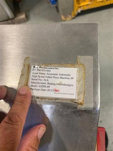 Used Beijing Hanlinhangyu 49 station D-tooled Tablet Press