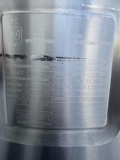 Used Tank, Walker 316L Stainless Steel
