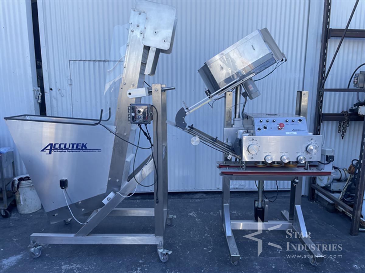 Used Accutek Capper w/ Cap Feeder Elevator