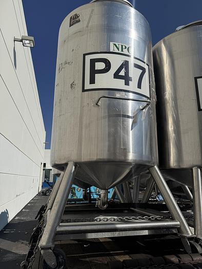 Used Tank, 450 Gallon, 316 Stainless Steel, Dome Top, Cone Bottom, Portable