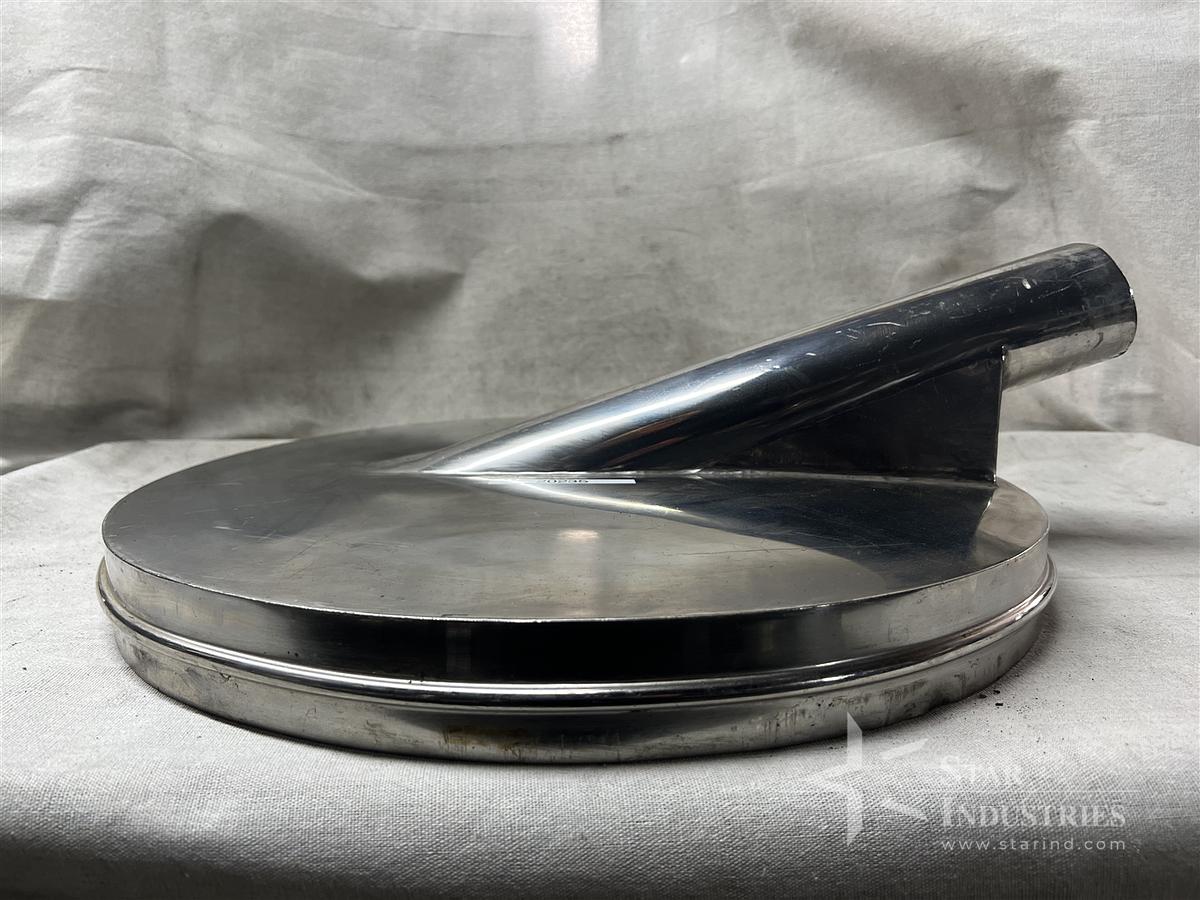 Used Stainless Steel Hopper Lid with Slanted Tube Inlet
