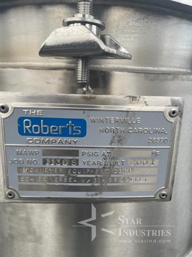 Used 40 gallon Robert's S.S. Jacketed Mix Can, 24" diam. x 24" deep