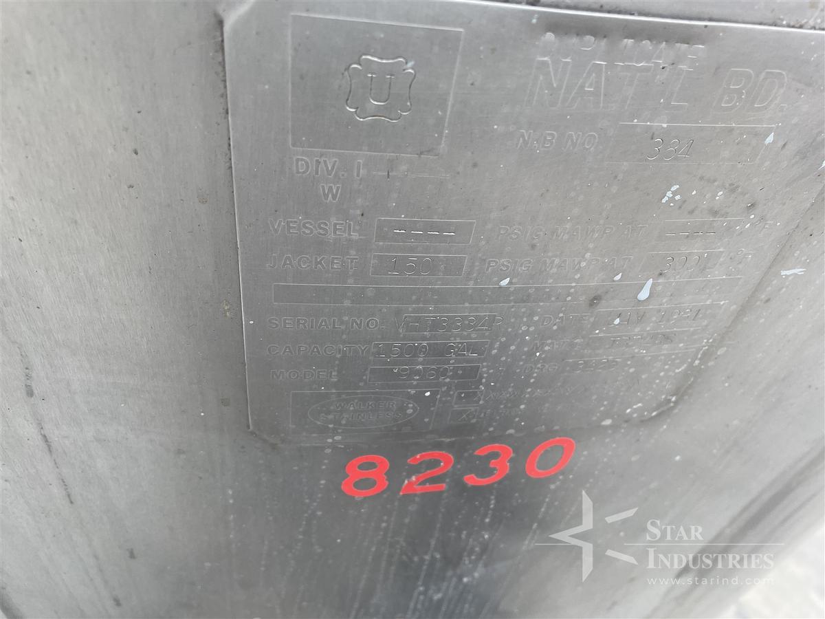 Used 1,500 Gallon Jacketed S.S. Tank