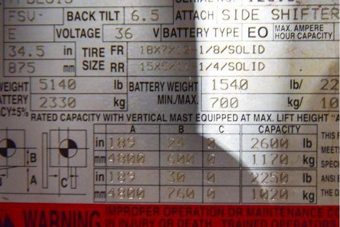 Used Toyota Electric Forklift (7FBEU15)