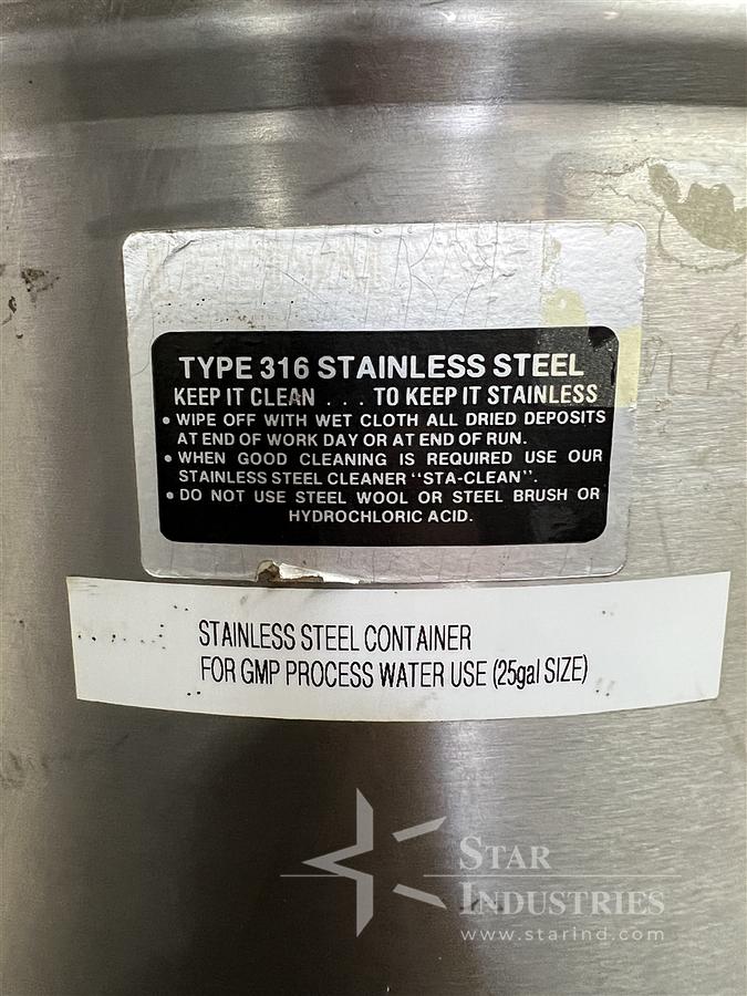 Used 25-Gallon Stainless Steel Container with Outfeed