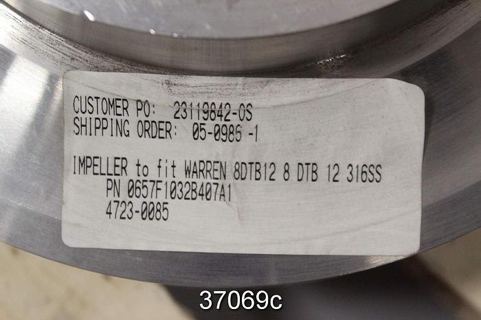 Unused Warren 8DTB12 Pump Impeller, 657F1032 #37069