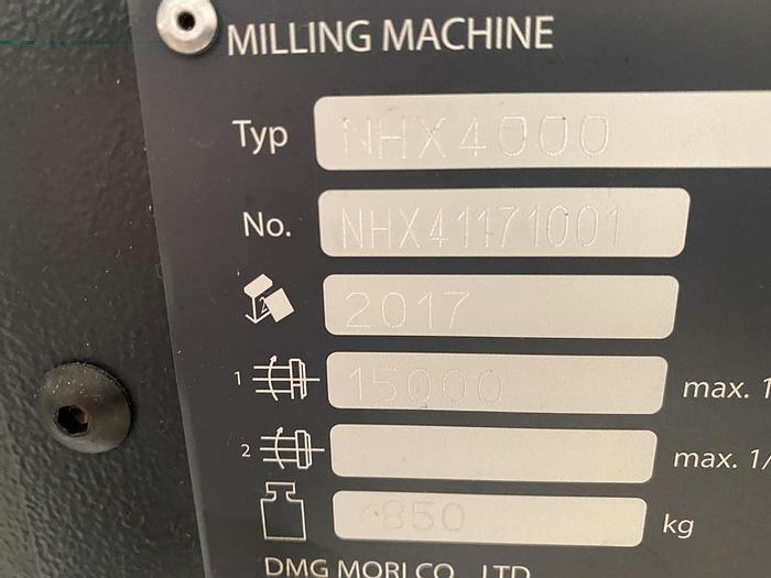 Used 2017 DMG Mori NHX 4000 Horizontal Machining Center
