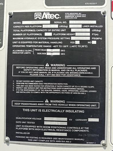 Used 2014 Altec AT40-MH 45ft Bucket Boom on 2014 Ram W5500 4x4
