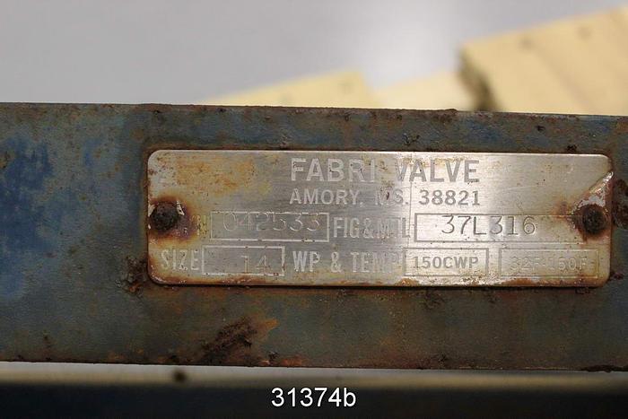 Used Fabri 14" Air Operated Knife Gate Valve #31374