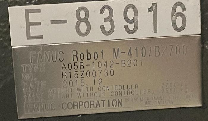 Used FANUC M410iB/700 PALLETIZING ROBOT WITH R30iB CONTROLLER NEW 2016