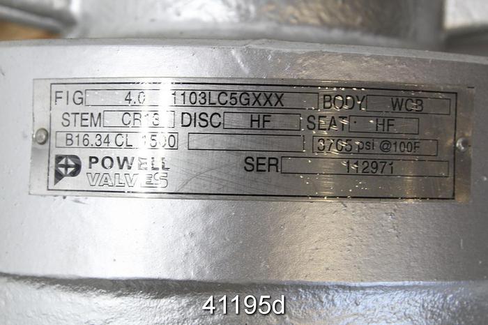 Used Powell 4" Globe Valve, Model 4.0 1103LC5GXXX #41195