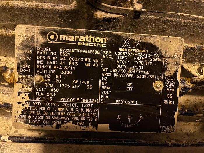 Used GOULDS 3196  3 x 4 - 13 CENTRIFUGAL PUMP  20 HP MOTOR