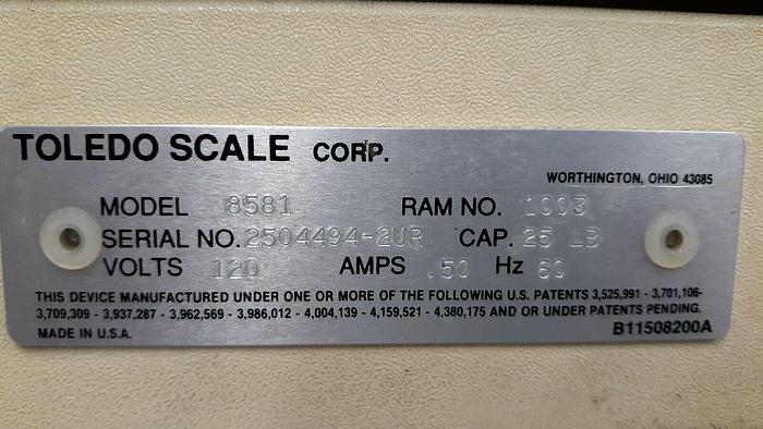 Used Toledo Precision Counting Scale # 3581 25 Lbs Capacity 110V