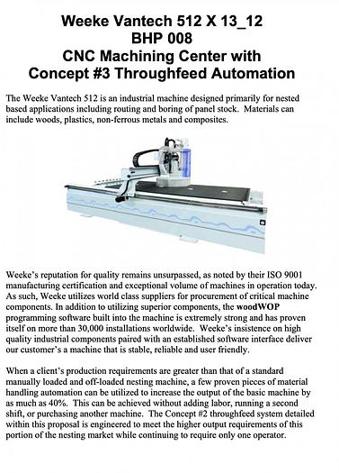 Used Weeke Vantech 512 CNC