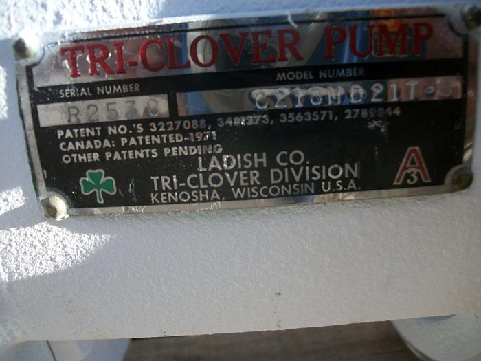 Used Pump, Centrif., 10 HP, S/st, 3 x 2 x 8, Tri Clover, #S734246