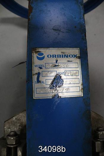 Used Orbinox 20-3636 6" Hand Operated Knife Gate Valve #34098