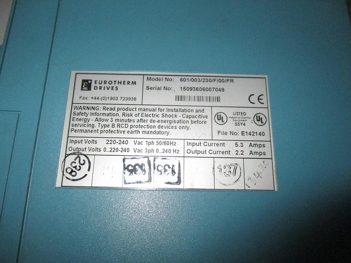 Used EUROTHERM DRIVES 601 / 003 / 230 / F / 00 /FR