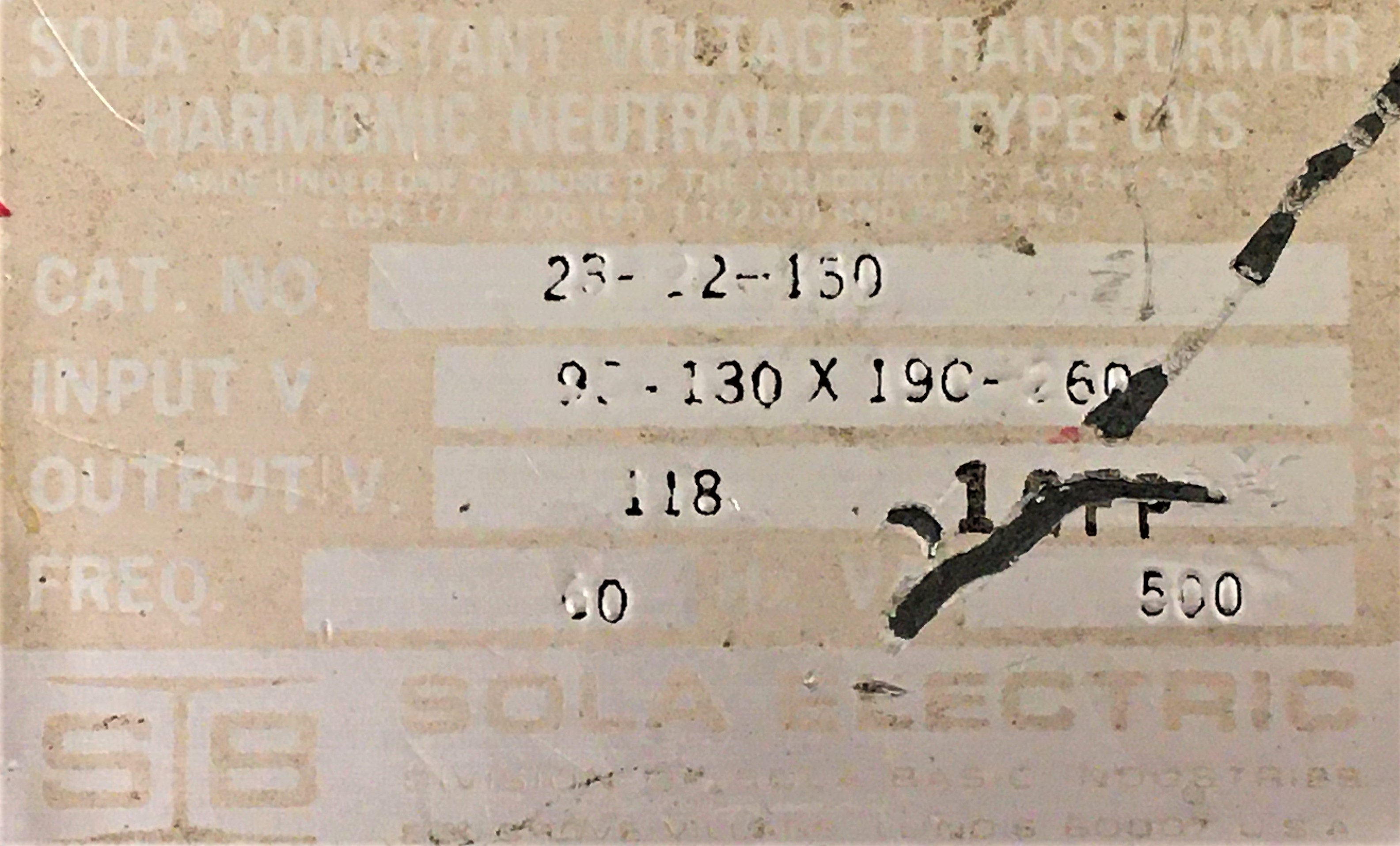 Used Sola 23-22-150 Constant Voltage Transformer