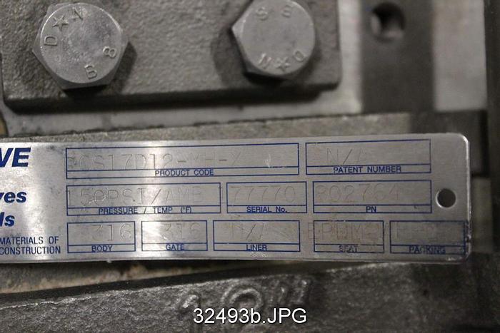 Used Rovalve PCS17D12-MH-X 12" Hand Operated Knife Gate Valve #32493