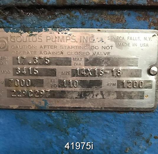 Used Goulds 3415 14x16x18 Split Case Pump, CF8M Casing, 6-Vane SS 17.1875 Impeller #41975