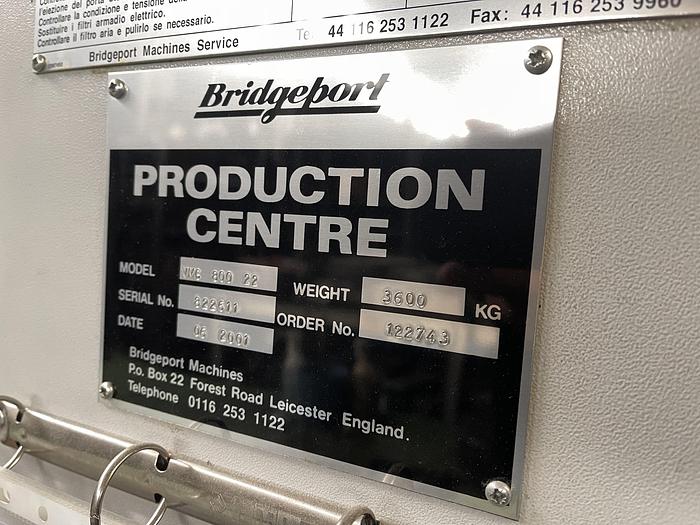 Ottime Centro di Lavoro Verticale BRIDGEPORT VMC 800 22 XP