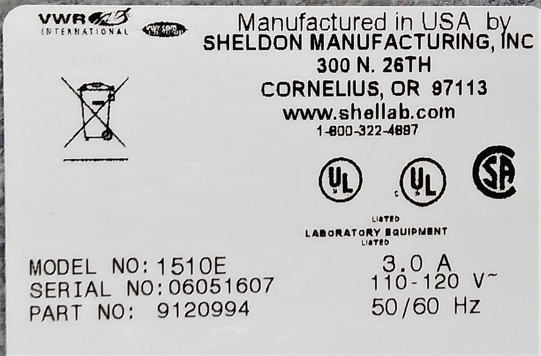 Used VWR (Shel-Lab) 1510E Gravity-Convection Incubator - 2 Cu-Ft