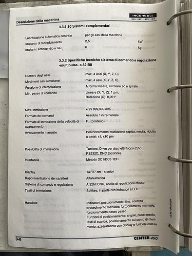Buone Elettroerosione a Tuffo Cnc INGERSOLL CENTER 400