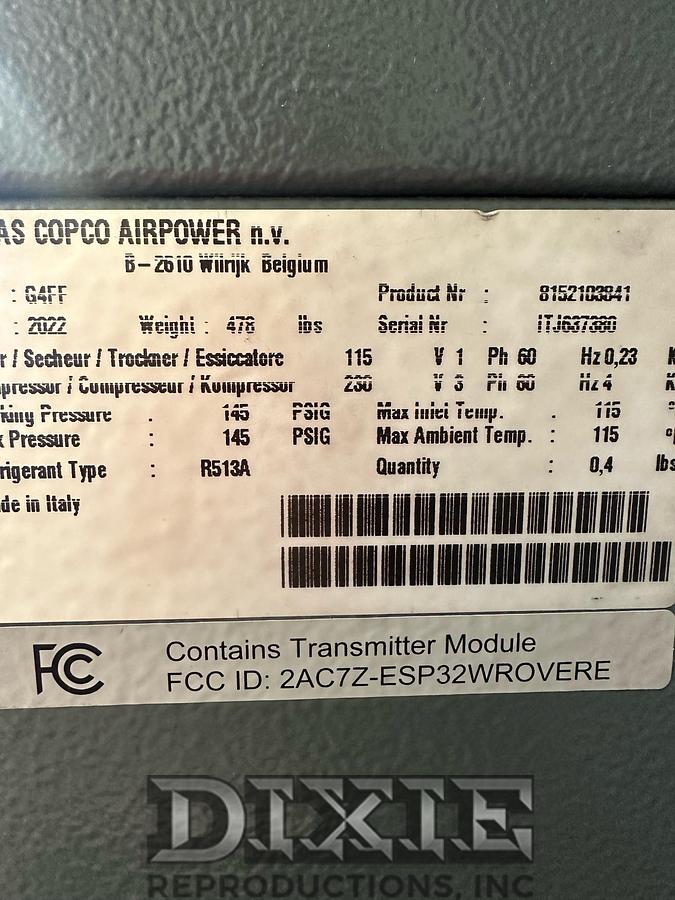 Used 2022 Atlas Copco Air Compressor G4Ff