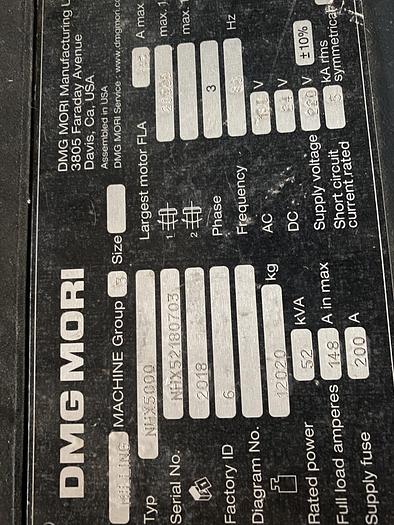Used 2018 DMG Mori NHX 5000